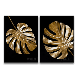 Kit Quadros Decorativos  Folhas de Ouro - quadro decorativo em ambiente decorado
