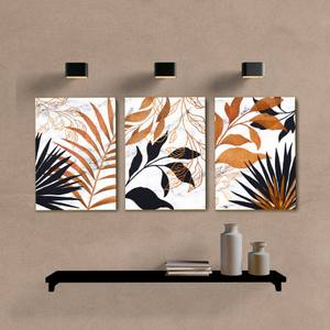 Kit Quadros Decorativos Folhas Dourado e Preto - vista aproximada da impressão