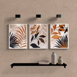 Kit Quadros Decorativos Folhas Dourado e Preto - detalhe da moldura e acabamento