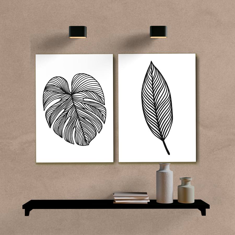 Kit Quadros Decorativos Folhas P&B - imagem 6