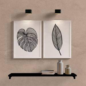 Kit Quadros Decorativos Folhas P&B - detalhe da moldura e acabamento