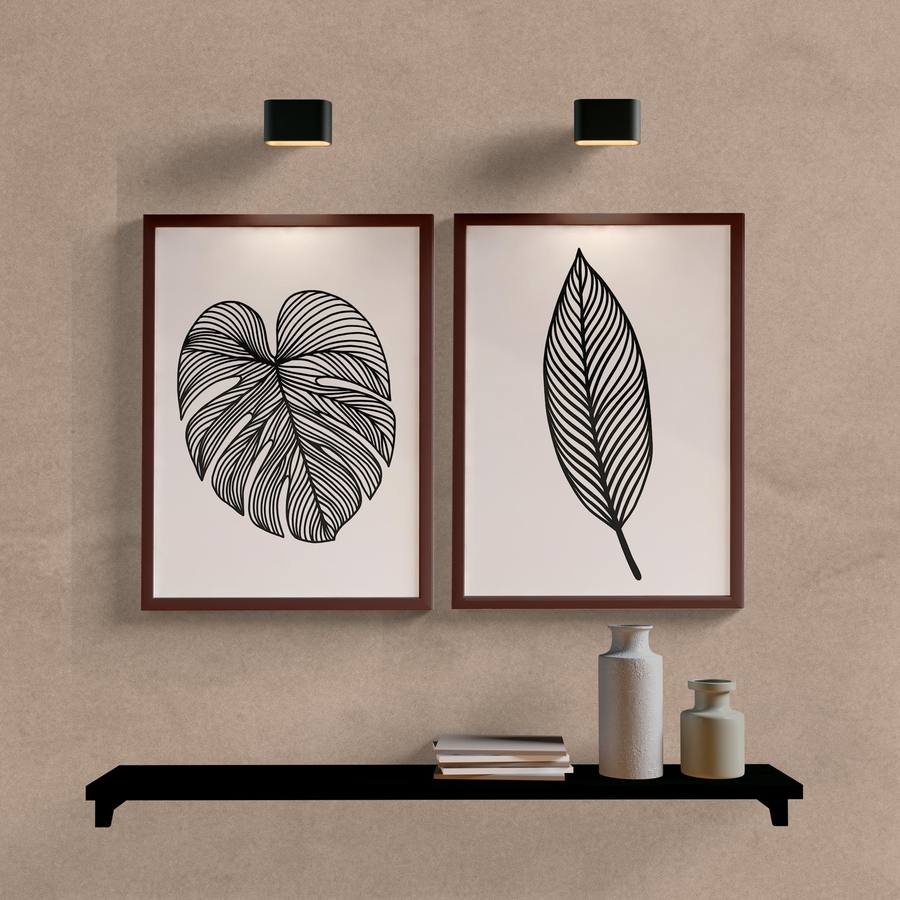 Kit Quadros Decorativos Folhas P&B - imagem 5