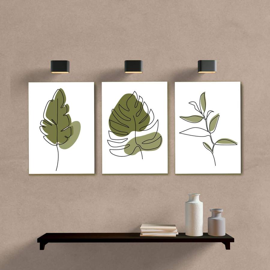 Kit Quadros Decorativos Folhas - detalhe da moldura e acabamento