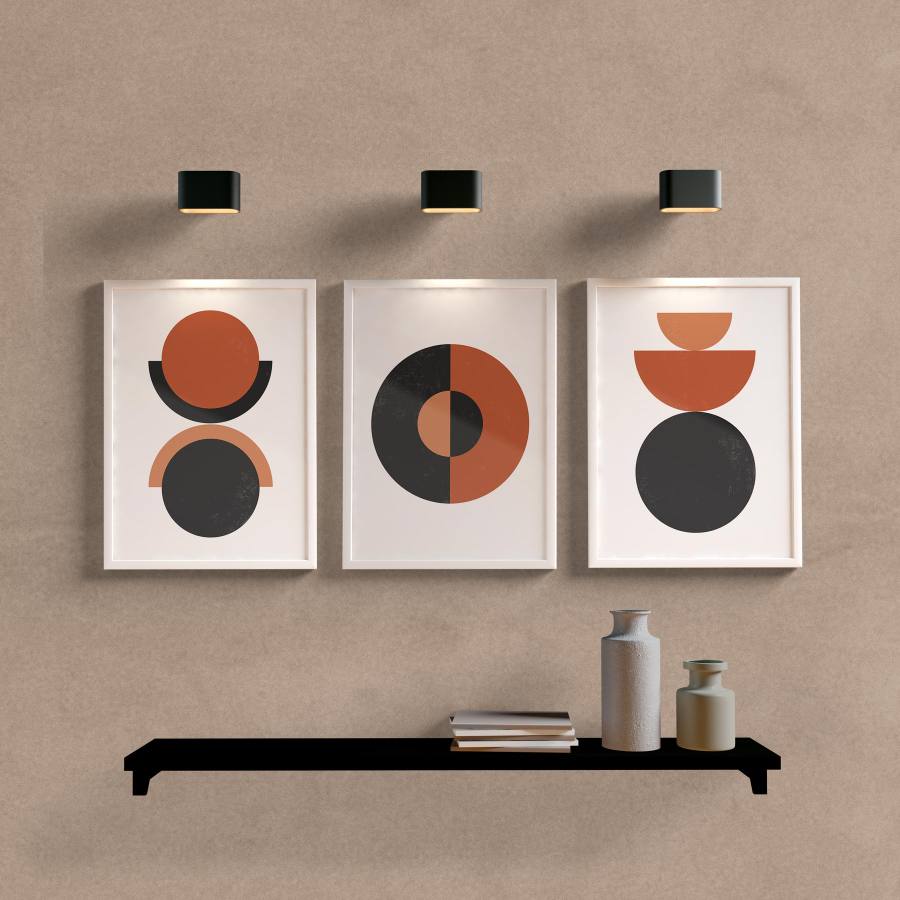 Kit Quadros Decorativos Formas Geométricas - detalhe da moldura e acabamento