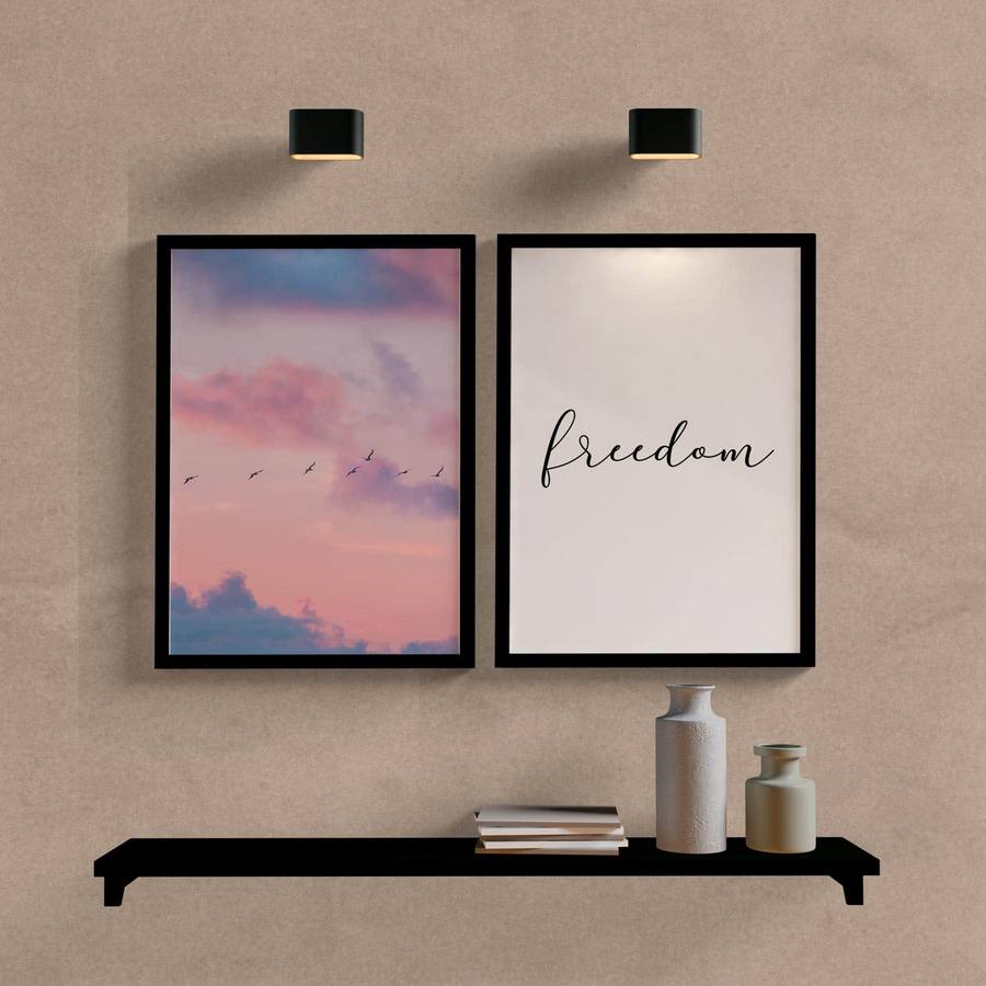 Kit Quadros Decorativos Freedom - detalhe da moldura e acabamento