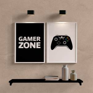 Kit Quadros Decorativos Gamer Zone - detalhe da moldura e acabamento