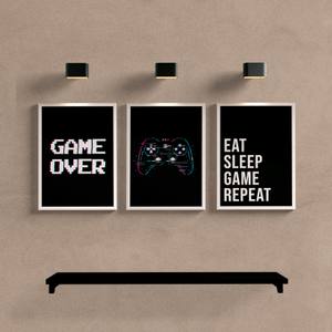 Kit Quadros Decorativos Game Over - detalhe da moldura e acabamento