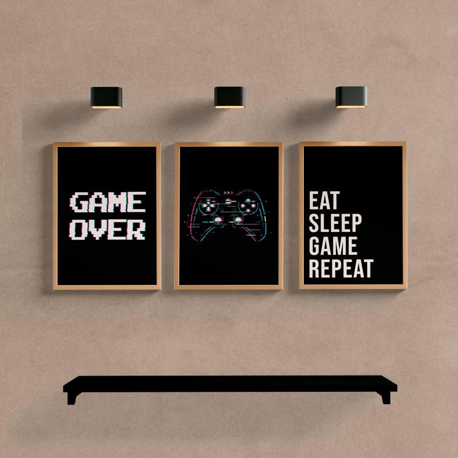 Kit Quadros Decorativos Game Over - vista aproximada da impressão