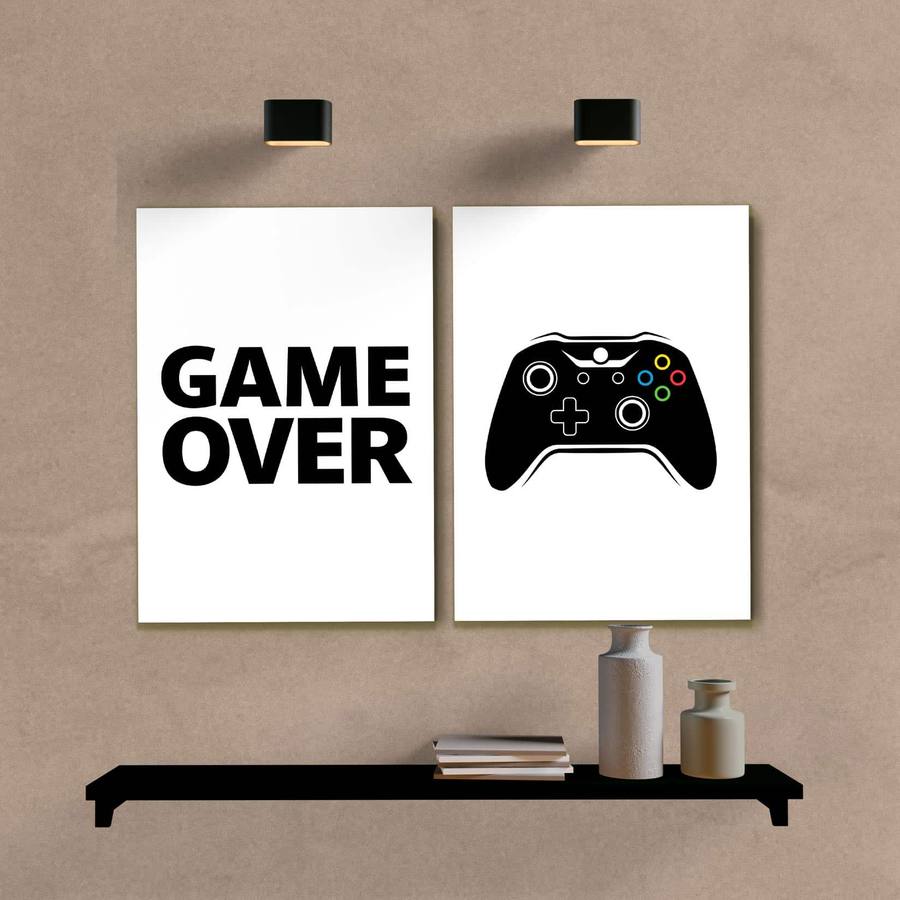 Kit Quadros Decorativos Game Over II - quadro decorativo em ambiente decorado