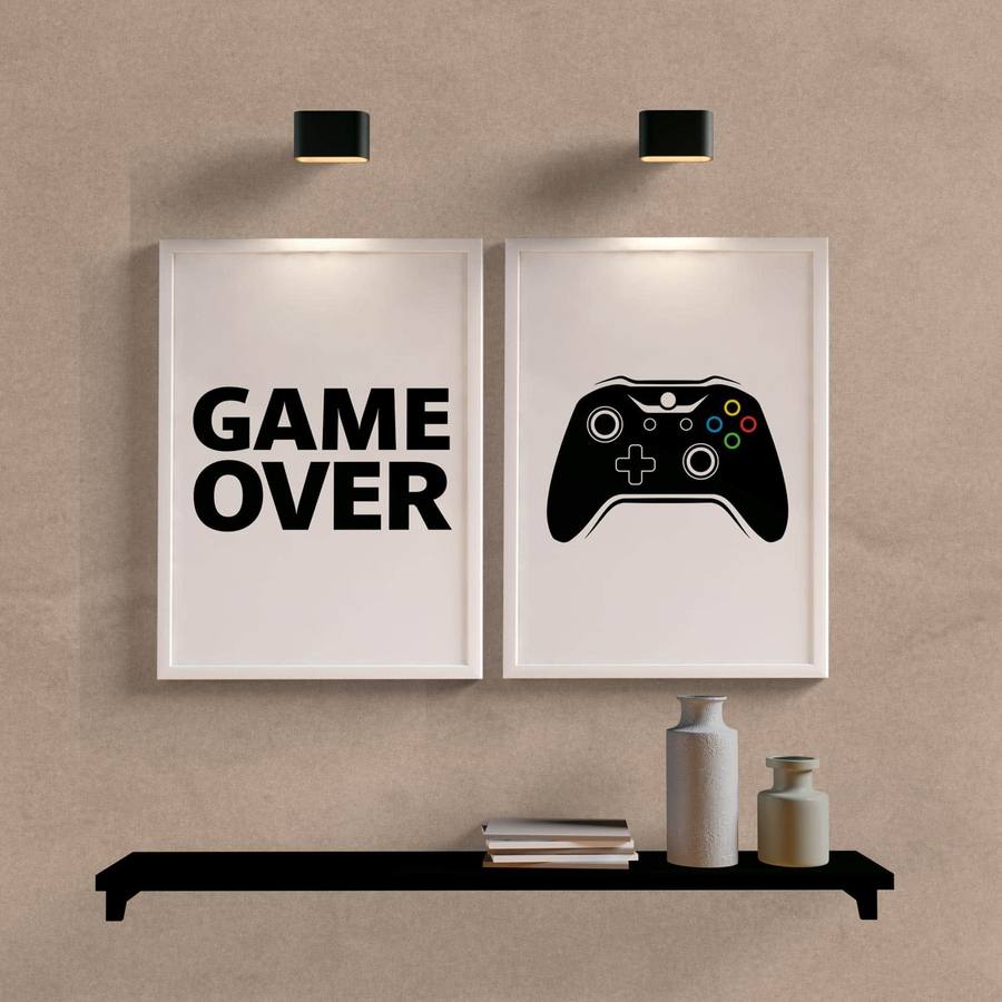 Kit Quadros Decorativos Game Over II - detalhe da moldura e acabamento