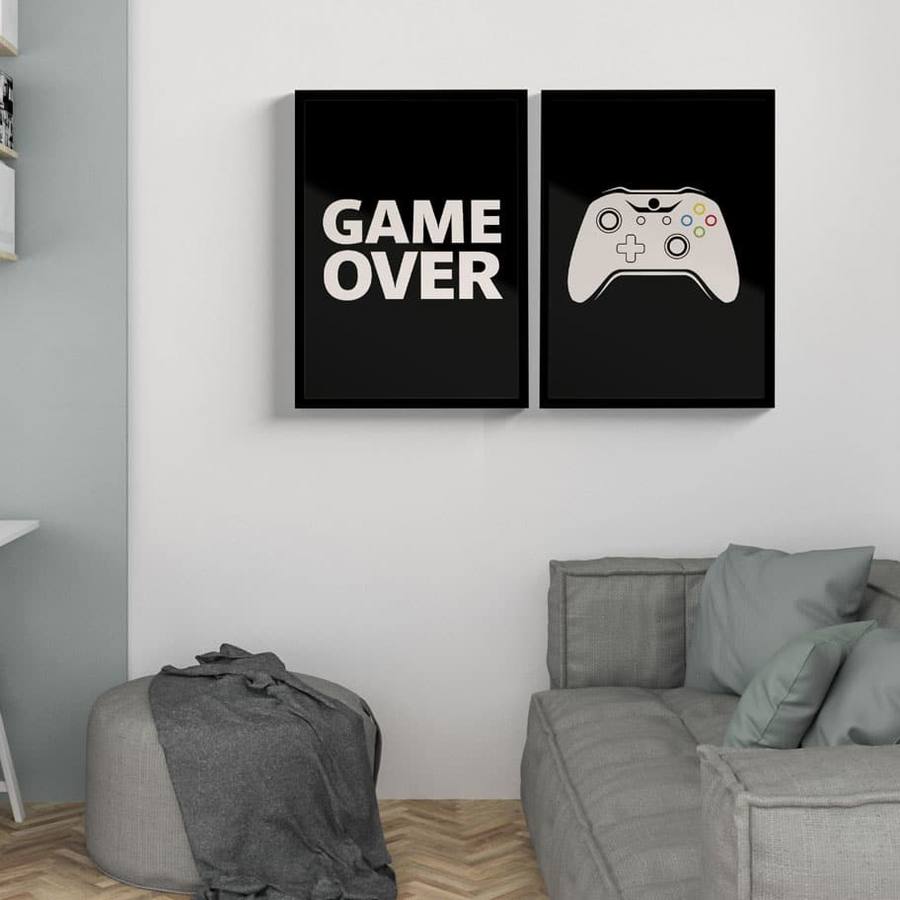 kit-quadros-game-over-moldura-preta