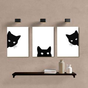 Kit Quadros Decorativos Gatos Curiosos - quadro decorativo em ambiente decorado