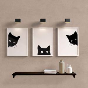 Kit Quadros Decorativos Gatos Curiosos - detalhe da moldura e acabamento