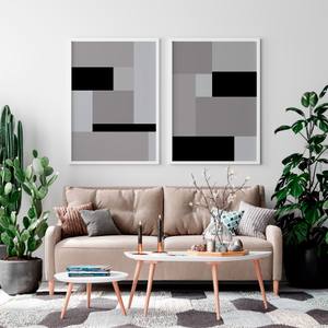 KIT QUADROS GEOMETRICO CINZA