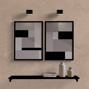 Kit Quadros Decorativos Geométrico Cinza e Preto - quadro decorativo em ambiente decorado