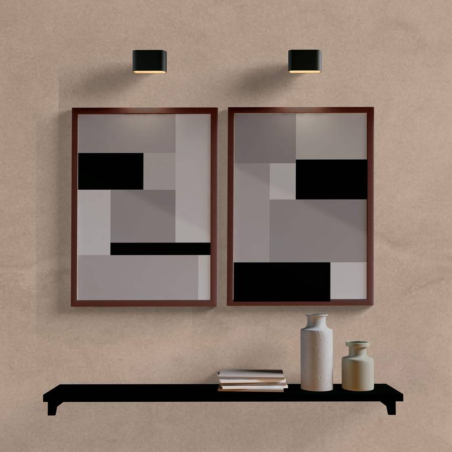 Kit Quadros Decorativos Geométrico Cinza e Preto - imagem 5