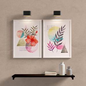Kit Quadros Decorativos Geometrico Flor - detalhe da moldura e acabamento
