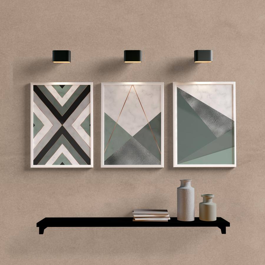 Kit Quadros Decorativos Geométrico Verde - quadro decorativo em ambiente decorado