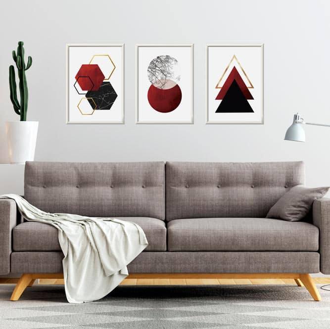 Kit Quadros Decorativos Geométrico Vermelho - imagem 5