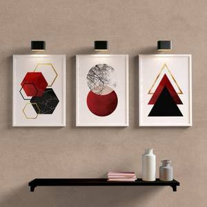 Kit Quadros Decorativos Geométrico Vermelho - detalhe da moldura e acabamento
