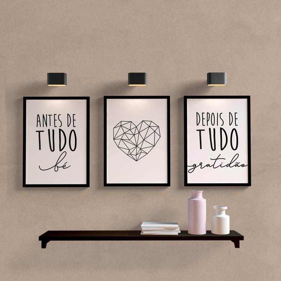 Kit Quadros Decorativos Gratidão - detalhe da moldura e acabamento