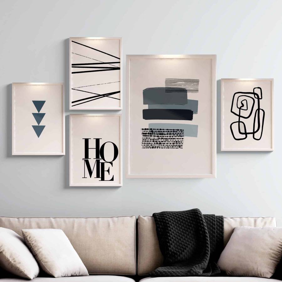 Kit Quadros Decorativos Home Azul - detalhe da moldura e acabamento