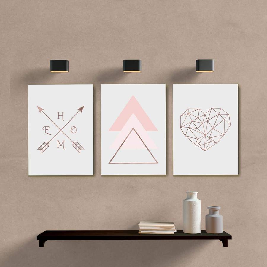 Kit Quadros Decorativos Home rose - quadro decorativo em ambiente decorado