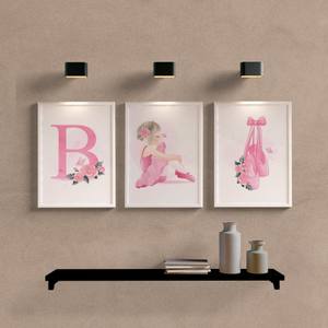 Kit Quadros Decorativos Infantil Bailarina Personalizado com Letra do nome - detalhe da moldura e acabamento