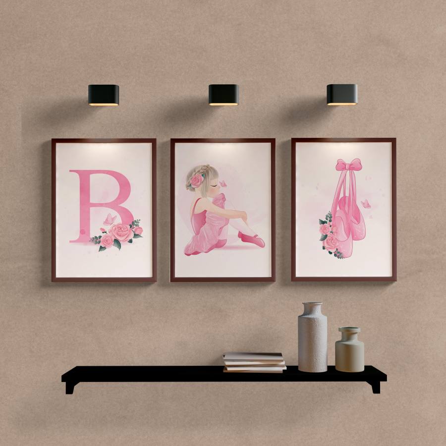 Kit Quadros Decorativos Infantil Bailarina Personalizado com Letra do nome - imagem 5