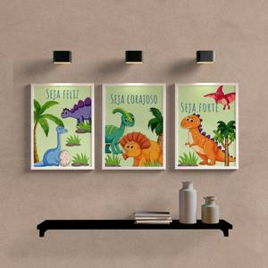 Kit Quadros Decorativos Infantil Dinossauros - detalhe da moldura e acabamento