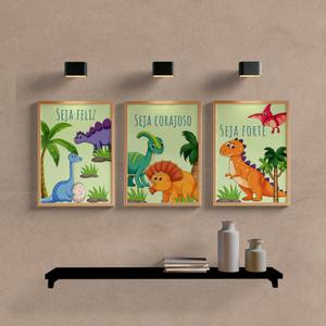 Kit Quadros Decorativos Infantil Dinossauros - vista aproximada da impressão