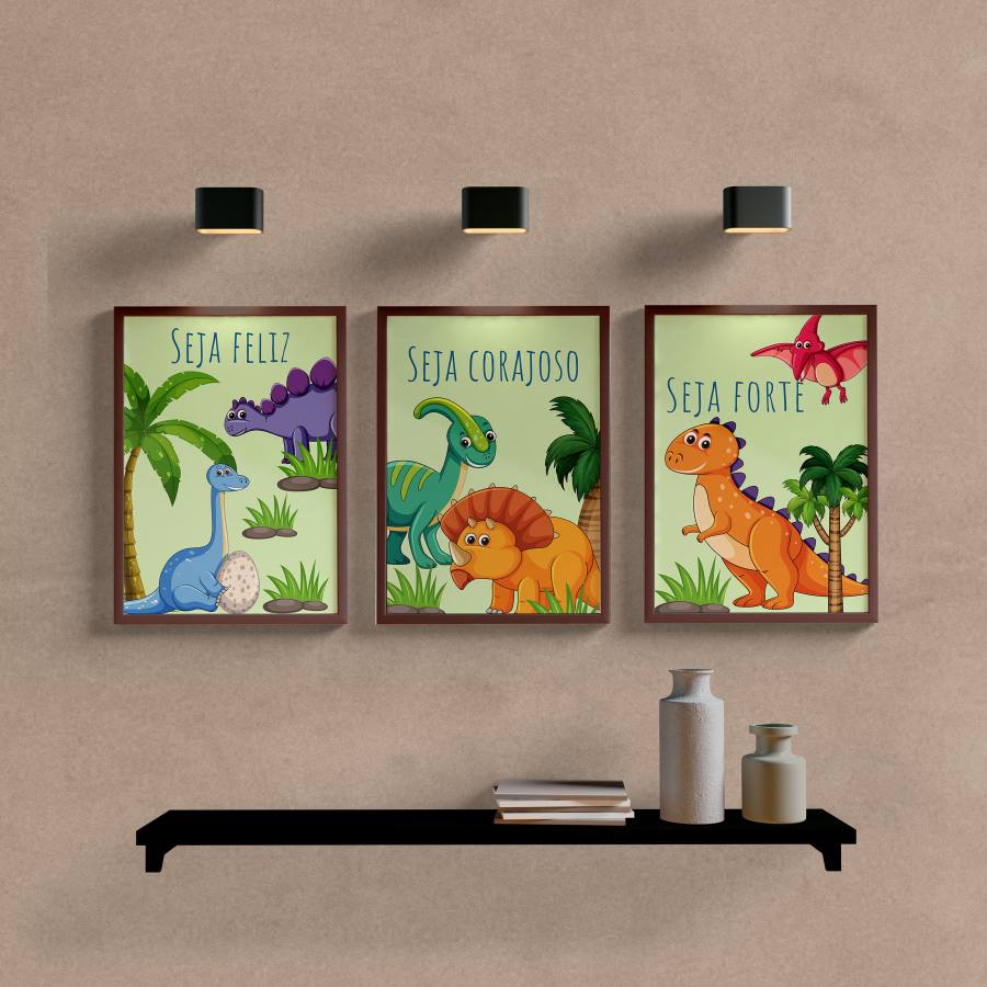 Kit Quadros Decorativos Infantil Dinossauros - imagem 5
