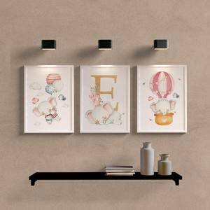 Kit Quadros Decorativos Infantil Elefante Aquarela - detalhe da moldura e acabamento