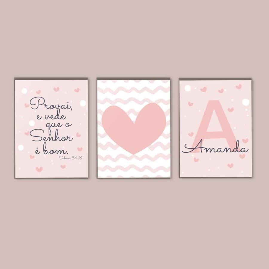 Kit Quadros Decorativos Infantil nome personalizado - quadro decorativo em ambiente decorado