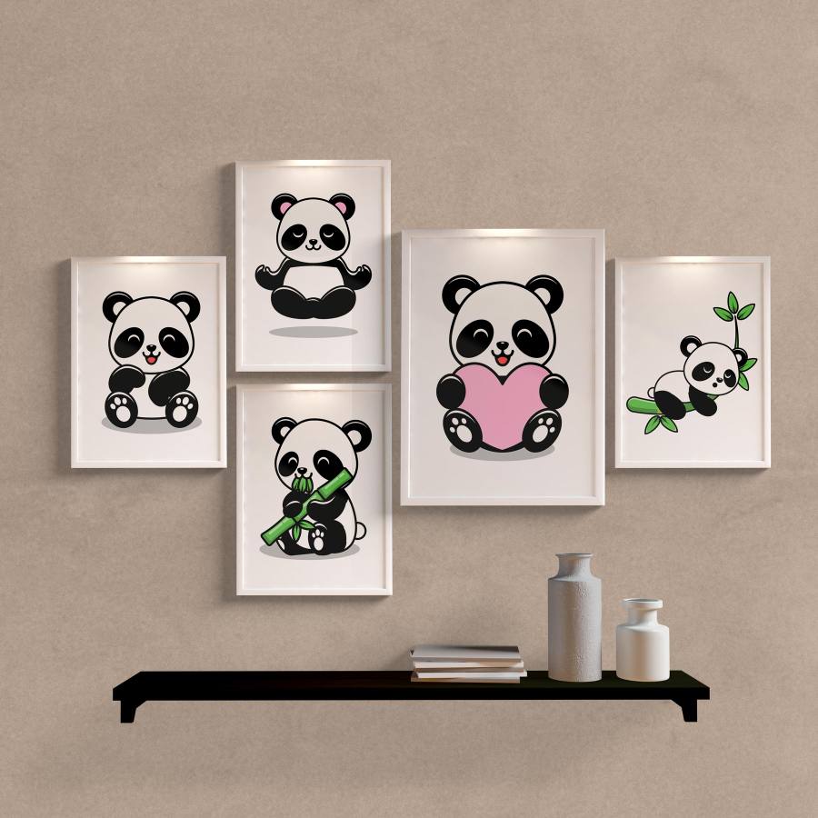 Kit Quadros Decorativos Infantil Panda - detalhe da moldura e acabamento