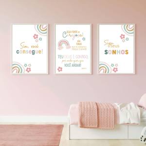 Kit Quadros Decorativos Infantil Menina