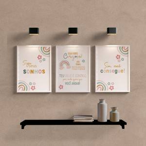 Kit Quadros Decorativos Infantil Siga Seus Sonhos - detalhe da moldura e acabamento