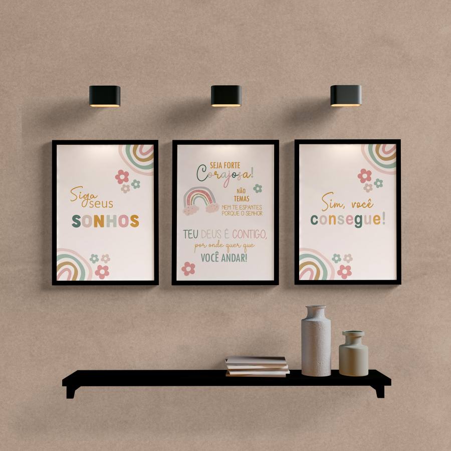 Kit Quadros Decorativos Infantil Siga Seus Sonhos - quadro decorativo em ambiente decorado