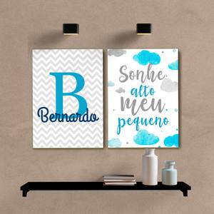Kit Quadros Decorativos Infantil Sonhe Alto com Nome Personalizado - quadro decorativo em ambiente decorado