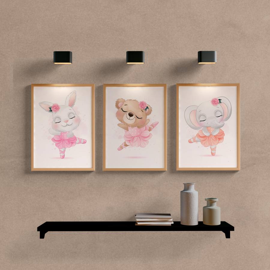 Kit Quadros Decorativos Infantil Ursinhos Bailarinos - imagem 5