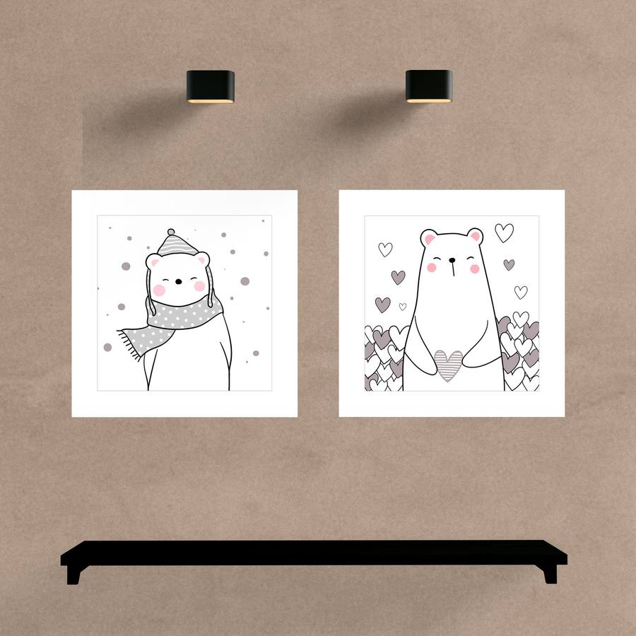 Kit Quadros Decorativos Infantil Urso - quadro decorativo em ambiente decorado