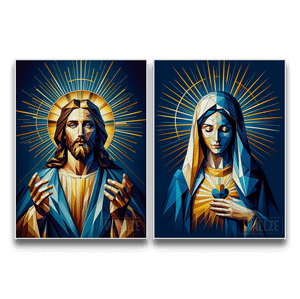 Kit Quadros Decorativos Jesus e Maria - O Sagrado e o Divino - detalhe da moldura e acabamento