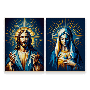 Kit Quadros Decorativos Jesus e Maria - O Sagrado e o Divino - vista aproximada da impressão