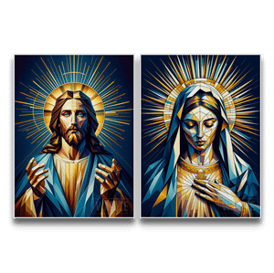 Kit Quadros Decorativos Jesus e Maria - Sagrada Harmonia - detalhe da moldura e acabamento