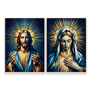 Kit Quadros Decorativos Jesus e Maria - Sagrada Harmonia - vista aproximada da impressão
