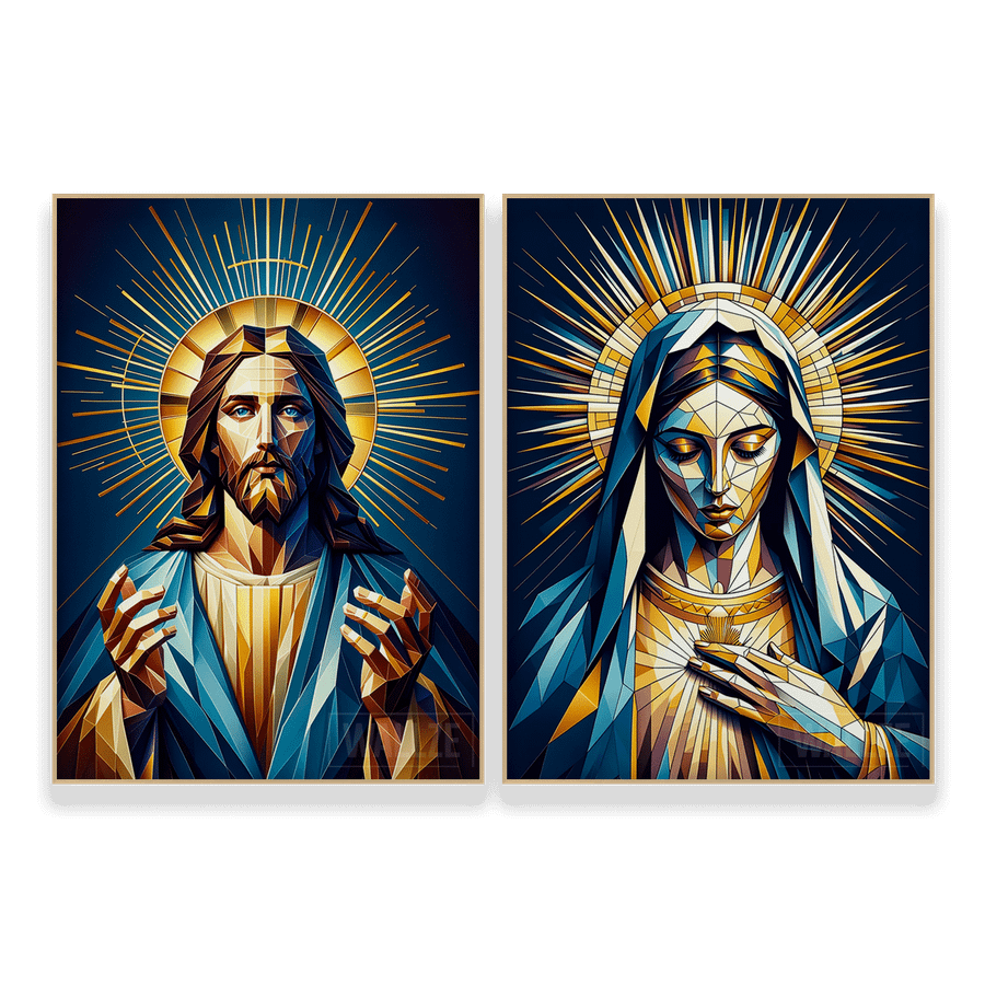 Kit Quadros Decorativos Jesus e Maria - Sagrada Harmonia - vista aproximada da impressão