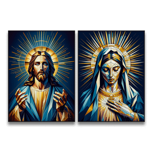 Kit Quadros Decorativos Jesus e Maria - Sagrada Harmonia - quadro decorativo em ambiente decorado