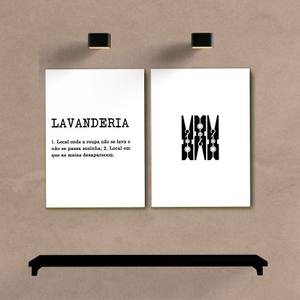 Kit Quadros Decorativos Lavanderia - quadro decorativo em ambiente decorado