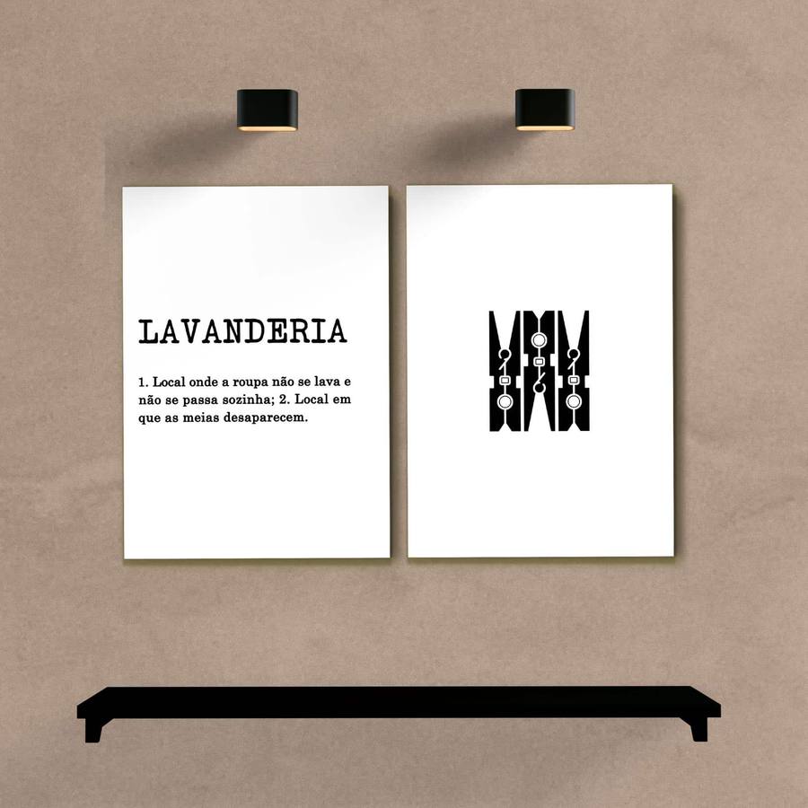 Kit Quadros Decorativos Lavanderia - quadro decorativo em ambiente decorado