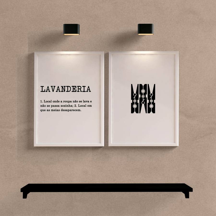 Kit Quadros Decorativos Lavanderia - detalhe da moldura e acabamento